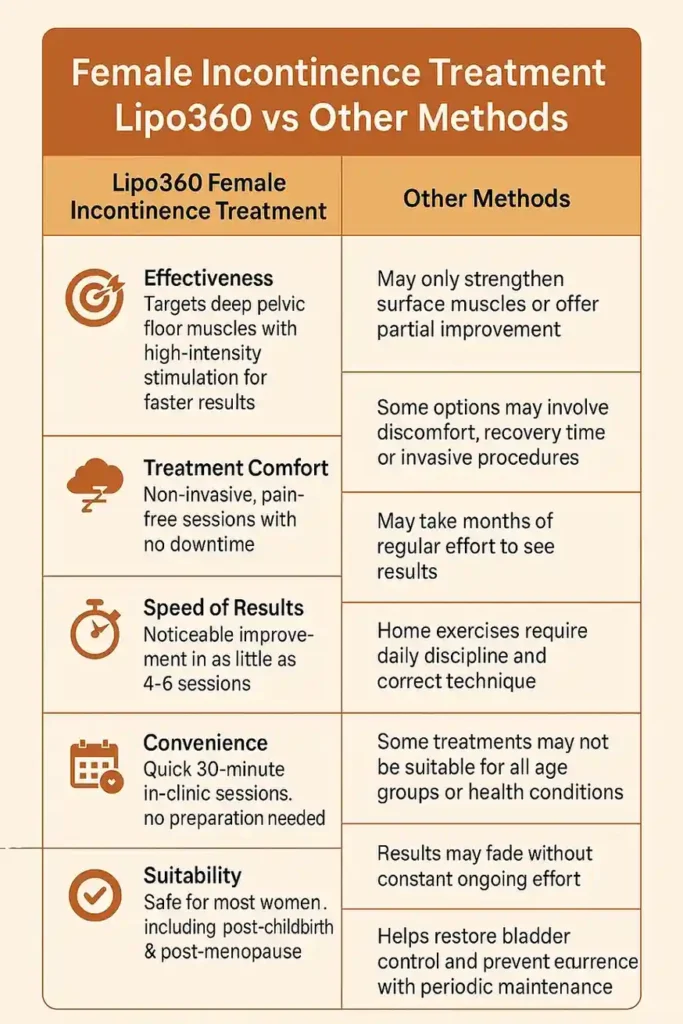 Comprehensive Guide To Female Incontinence Treatment Options 1 Table showing benefits of incontinence treatment Folkestone