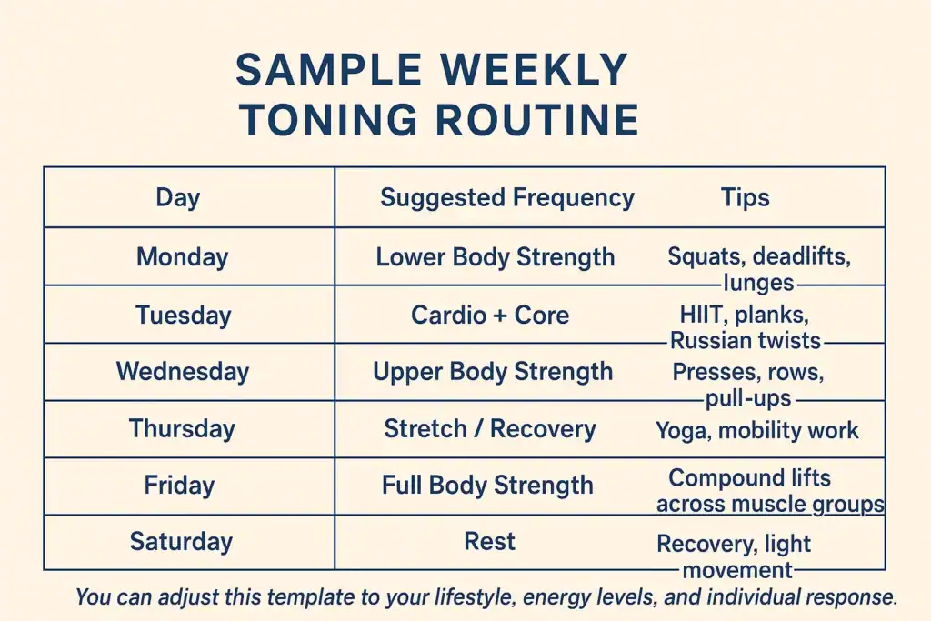 Achieving the Perfect Tone: How Often Should You Exercise for Results? 4 Weekly exercise Folkestone plan graphic