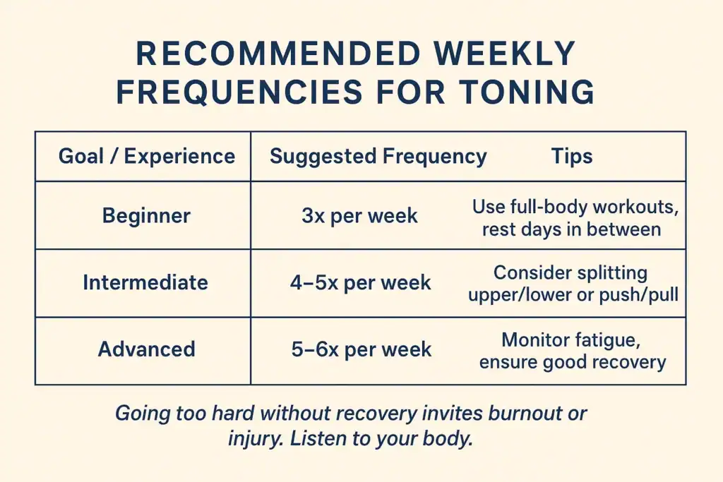 Achieving the Perfect Tone: How Often Should You Exercise for Results? 2 Graphic to show how often you should do exercise to help with toning Folkestone